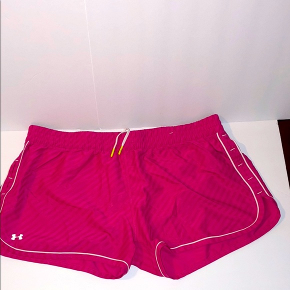 Under Armour Women’s Pink Athletic Shorts with White Trim - Picture 1 of 12